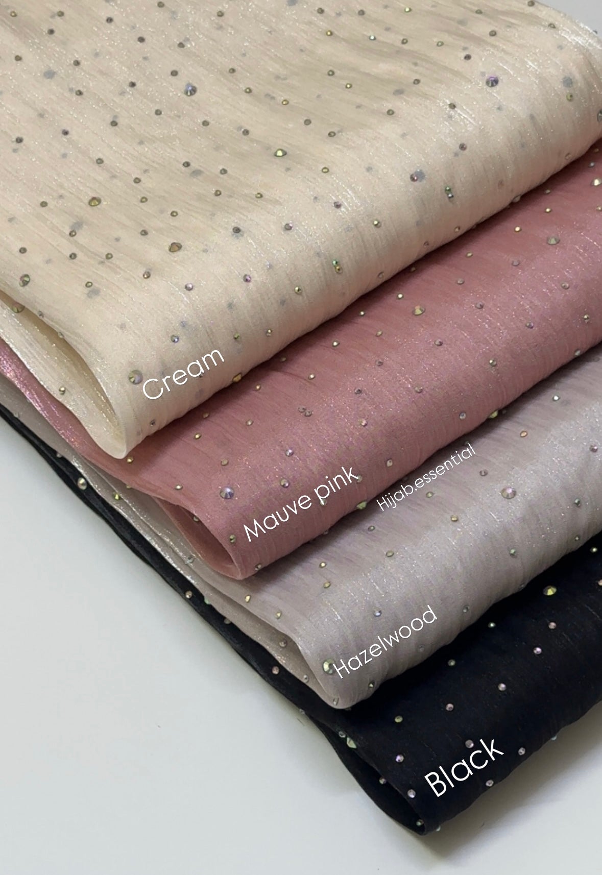 Shimmer Organza Hijabs (Dew drop Rhinestones)