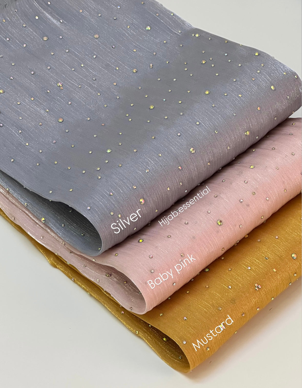 Shimmer Organza Hijabs (Dew drop Rhinestones)
