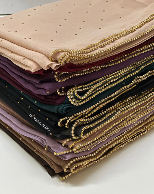 Rhinestone chiffon hijabs